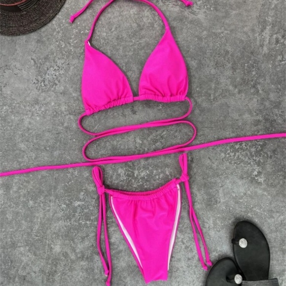 BRAND NEW PINK - Criss Cross Wrap Bikini SET - Picture 6 of 7